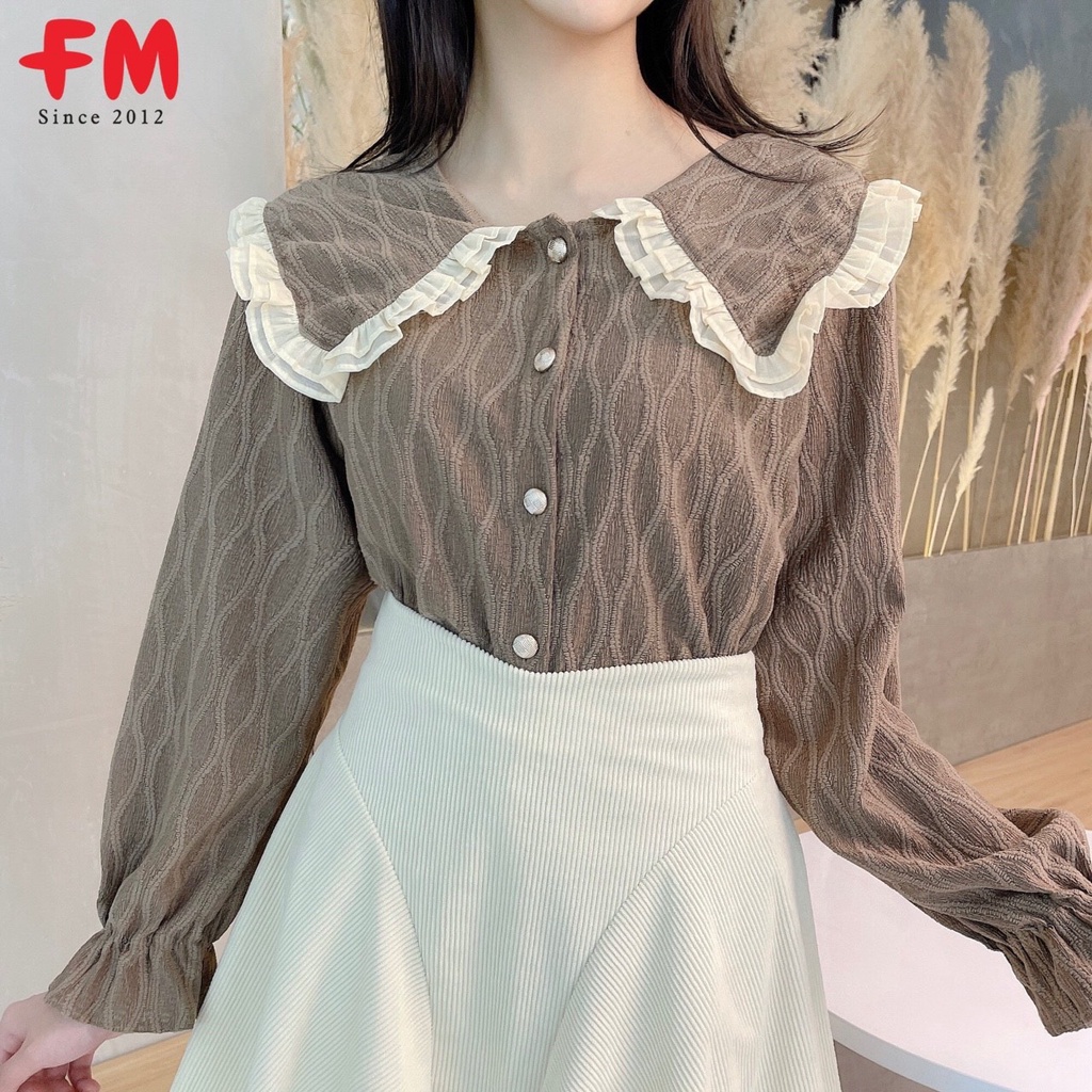 Áo kiểu nữ FM Style cổ bèo tay dài chất xịn thời trang thanh lịch nhẹ nhàng ulzzang 220225006