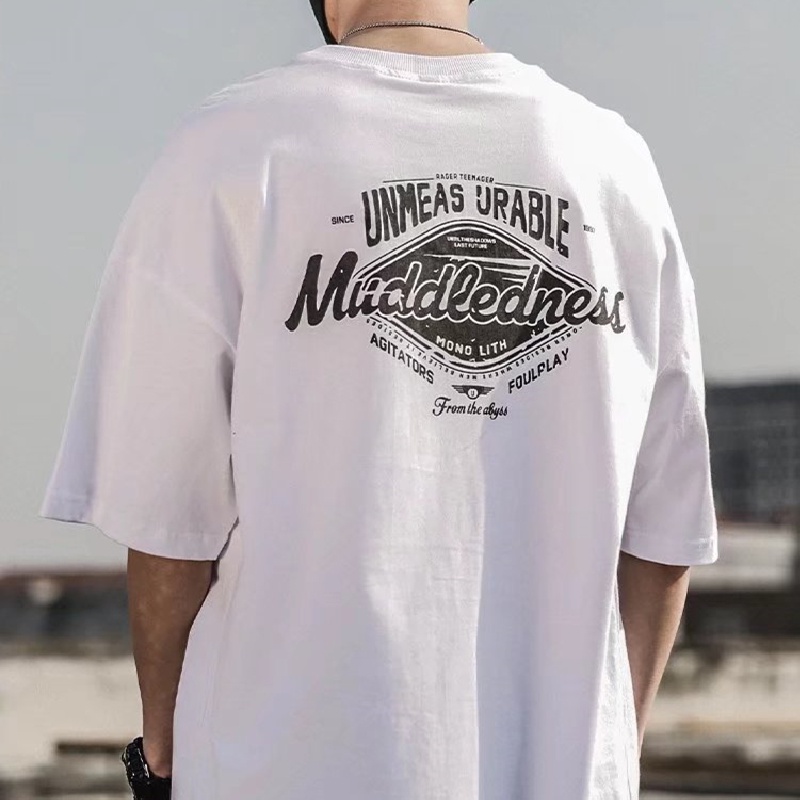 Áo Thun Nam Tay Ngắn Dáng Rộng Phong Cách Hip Hop Hàn Quốc Size M-5XL