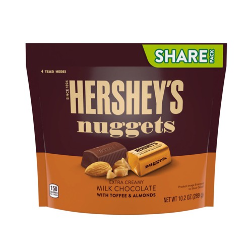 Socola HERSHEY'S Kẹo Giòn Hạnh Nhân Nhỏ - HERSHEY'S Nuggets Extra Creamy Milk Chocolate with Toffee and Almonds