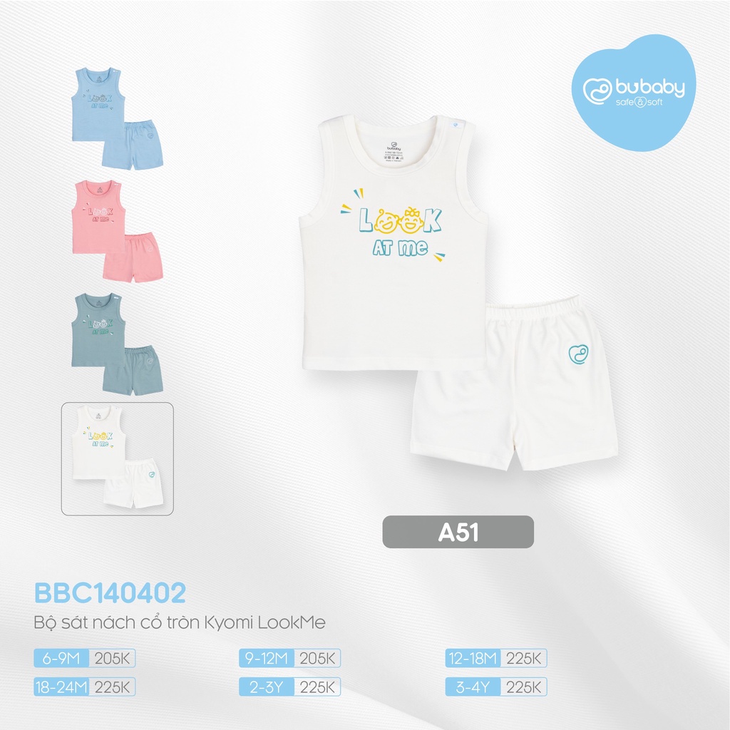 [CHÍNH HÃNG] Bộ quần áo sát nách cổ tròn bamboo cotton Kyomi LookMe trẻ em Bu BBC140402 Bu