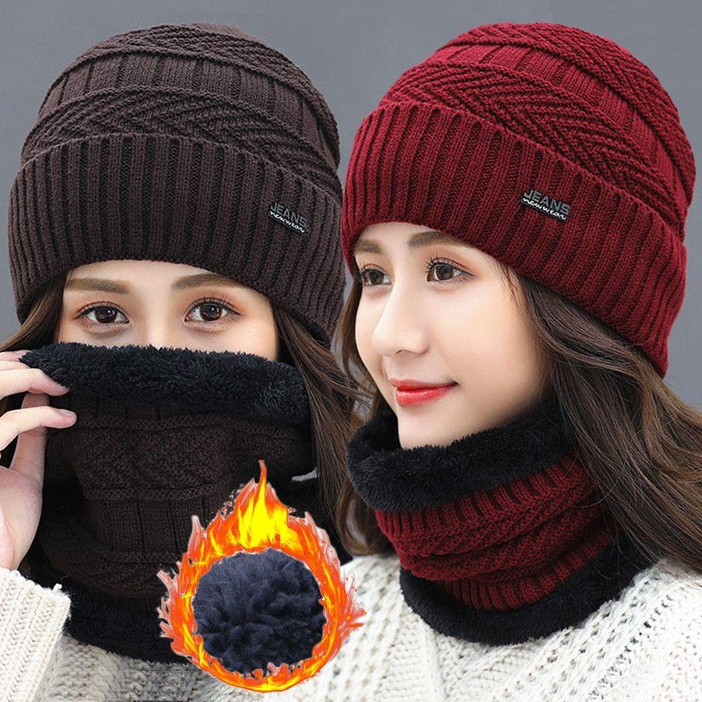 Mũ beanie Kèm Khăn Choàng Cổ Mềm Mại Ấm Áp MIHAN1