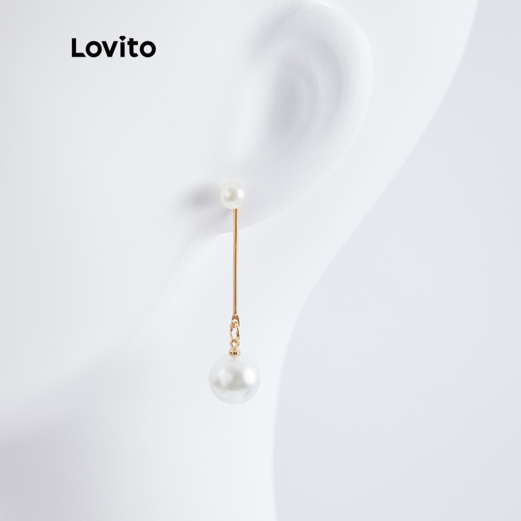 Lovito Ngọc trai thông thường Khuyên tai kim loại L26LD107 (Vàng)