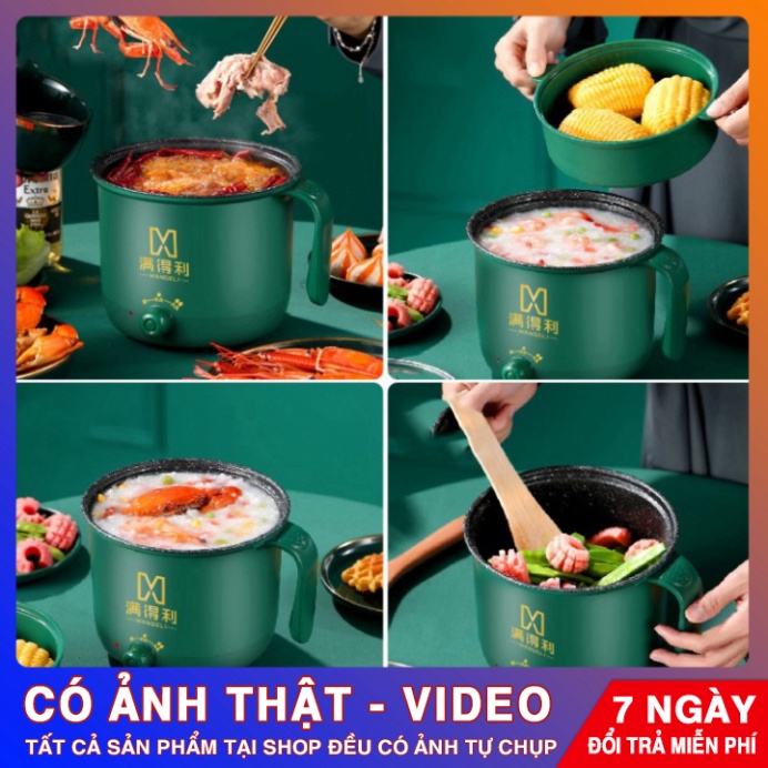 Nồi Lẩu Mini,Nồi Đa Năng Nấu Cơm Có Tay Cầm 1,8cm - 2 Nấc Nhiệt Kèm Giá Hấp 💖  - BNK Mart