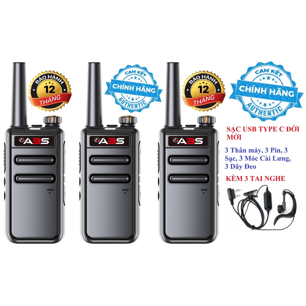 Bộ 3 Bộ đàm ABS GP900S(Loa chống bụi, Dung lượng pin cực lớn &gt;12 tiếng, cự ly liên lạc xa, siêu bền)