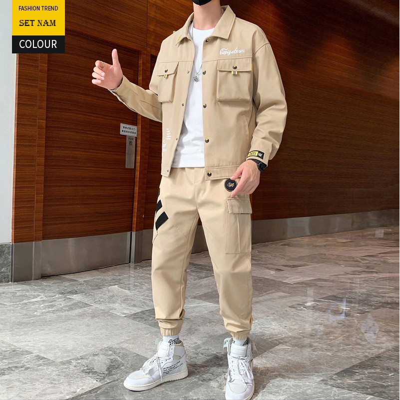 Bộ Quần Áo Thu Đông Nam Áo Khoác Nhẹ Phối Túi Kết Hợp Quần Jogger Bo Gấu Thời Trang MENFASHION1989 SET NAM 90000124C