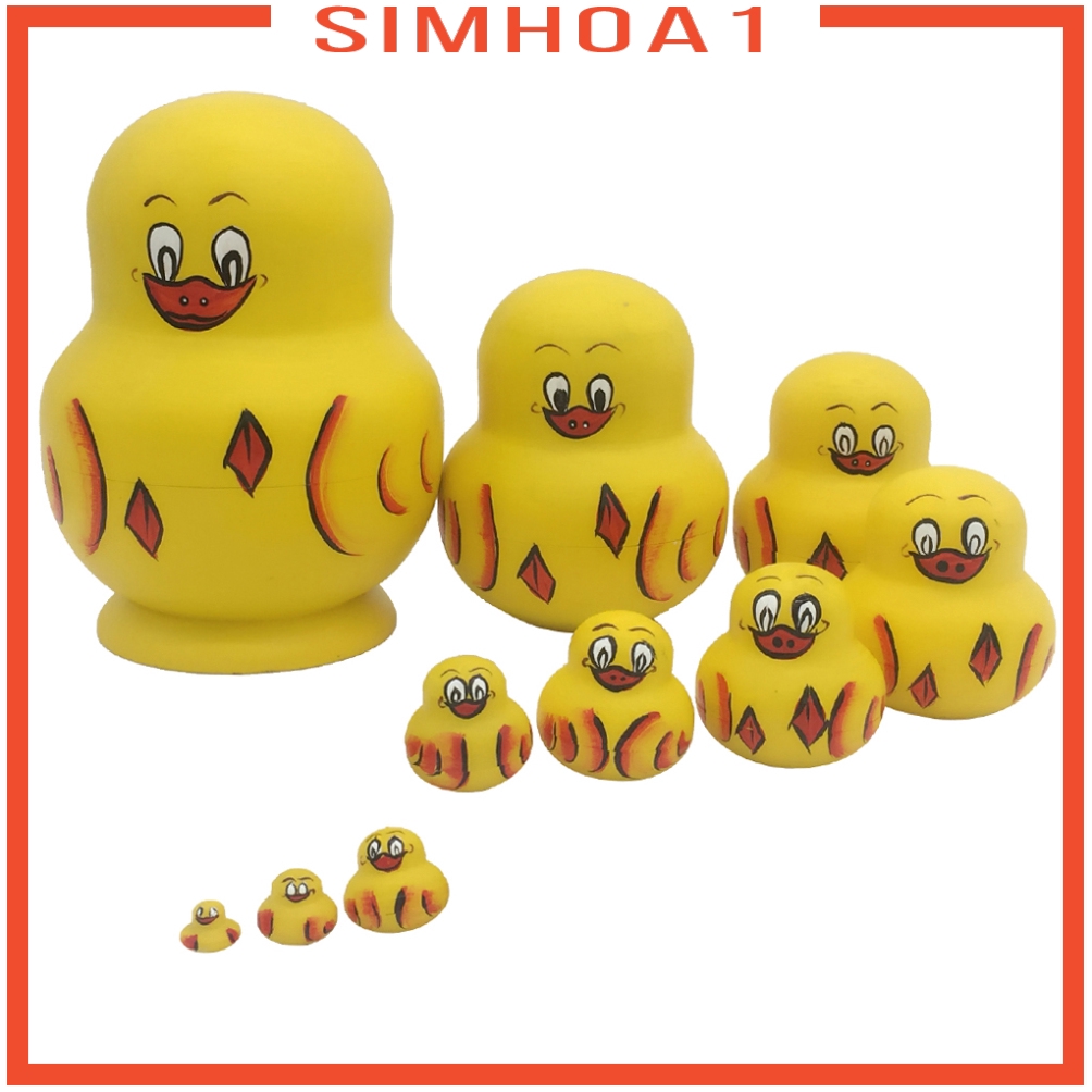 Set 10 Búp Bê Gỗ Babushka Nga 1 Vẽ Hình Vịt