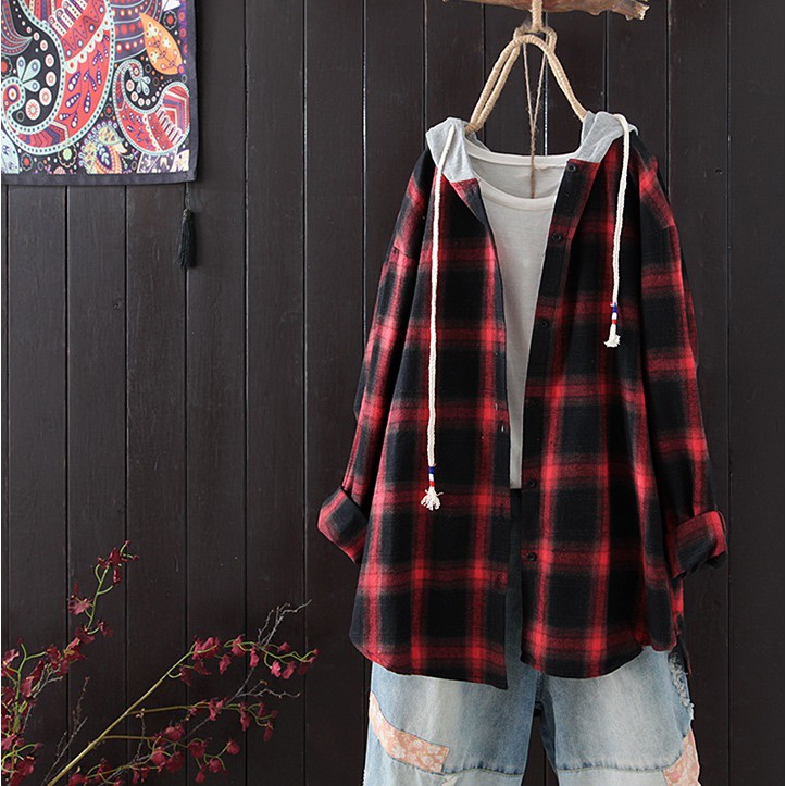 [ảnh thật] ÁO KHOÁT SƠ MI PHỐI NÓN NỈ | BigBuy360 - bigbuy360.vn