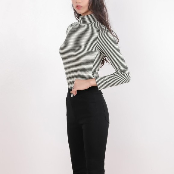 Áo thun giữ nhiệt cao cổ họa tiết kẻ TK FASHION - K2.1