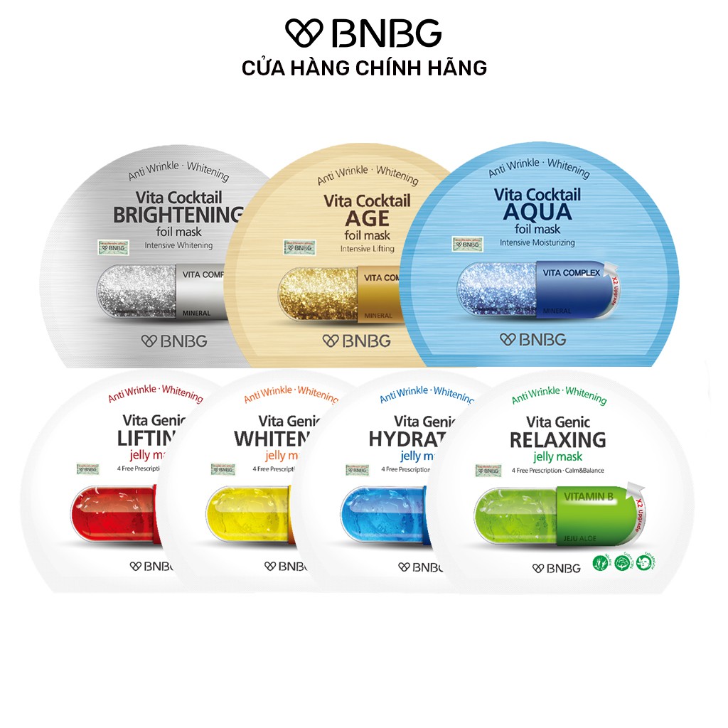 [Mã FMCGMALL -8% đơn 250K] Combo 7 trọn bộ mặt nạ dưỡng da cao cấp, toàn diện BNBG Mask 30mlx7
