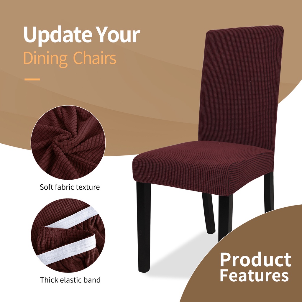 Vỏ Bọc Ghế Dệt Kim Co Giãn Màu Trơn Hai Lớp Phù Hợp Cho Khách Sạn