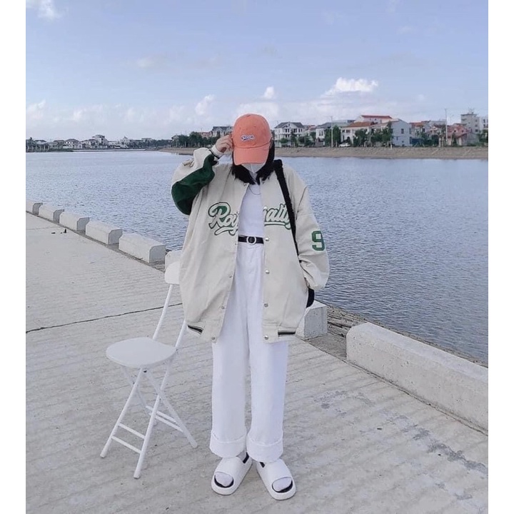 [ ẢNH THẬT] Áo Khoác Bomber Kaki 2 Lớp Dày Dặn From Rộng Unisex 2 Màu Đen/Be phong cách Ulzzang