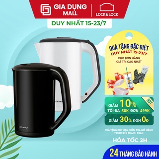 Ấm Đun Siêu Tốc Inox 2 lớp Lock&Lock EJK738 (1.7L) Chính Hãng. Vỏ nhựa PP an toàn. Lòng thép không gỉ. Đế xoay 360 độ.