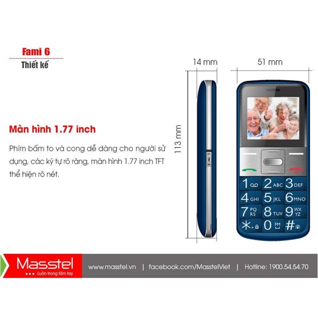 Điện thoại masstel fami 6