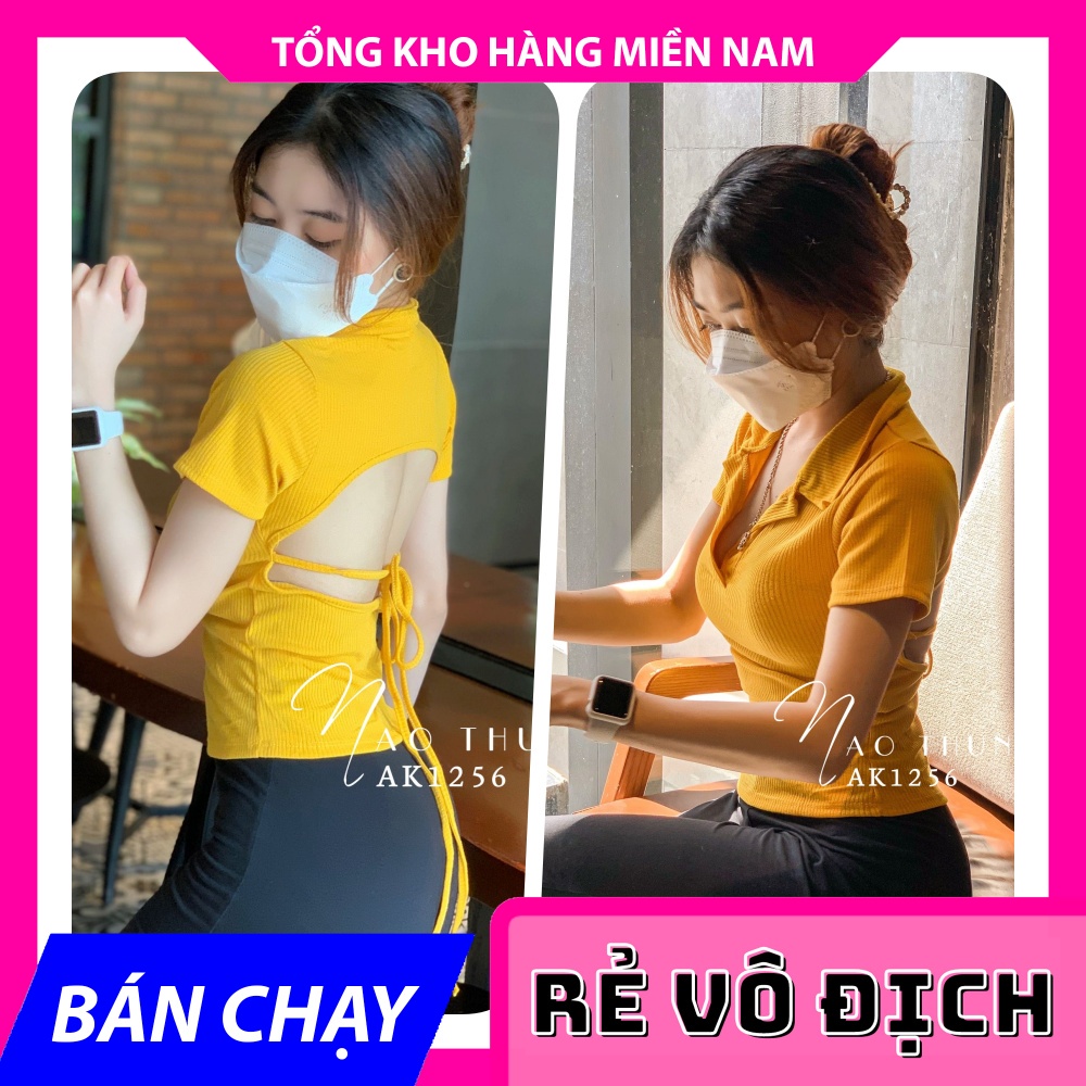 ÁO THUN GÂN HƠ LƯNG ⚡ẢNH THẬT⚡ ÁO KIỂU CROPTOP HỞ LƯNG ⚡ ÁO HỞ LƯNG ⚡ ÁO KIỂU NỮ BUỘC NƠ
