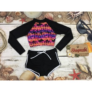 HOTĐồ bơi bikini tay dài kín đáo thổ cẩmSieu HOT