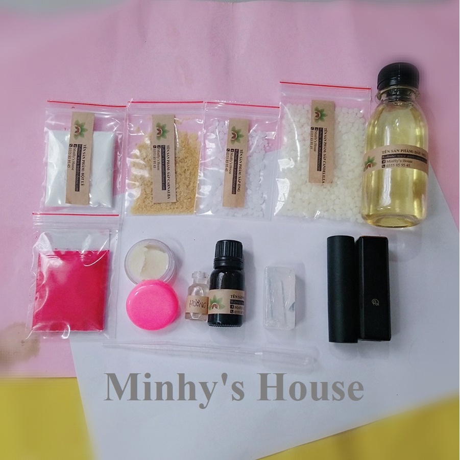 Bô Set nguyên liệu mỹ phẩm tự làm 20 cây son sáp lì