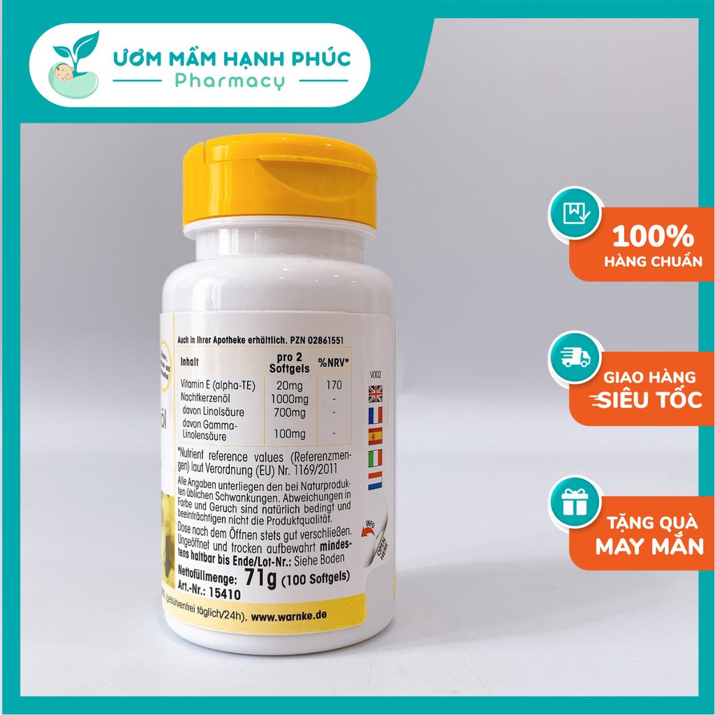 Tinh Dầu Hoa Anh Thảo Đức Warnke Nachtkerzenol 500mg lọ 100 viên