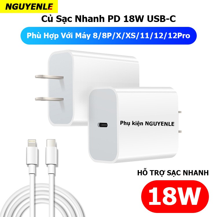 Củ sạc nhanh iPhone 13 12 11 Pro Max công suất 20W 18W USB-C SẠC CỰC NHANH CÔNG NGHỆ PD