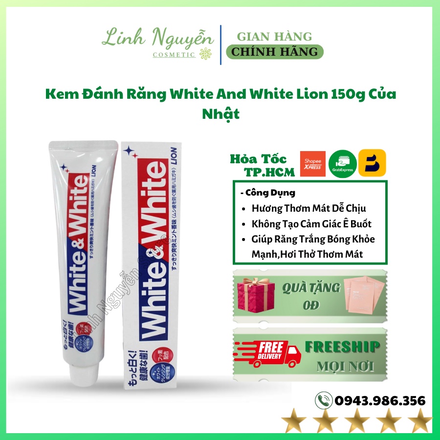 Kem Đánh Răng White And White Lion 150g Của Nhật