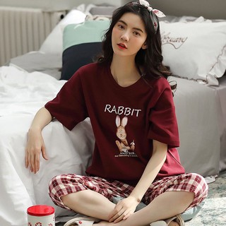 Bộ ngủ nữ mặc ở nhà, bộ ngủ nữ mùa hè dáng lỡ chất đẹp - Bộ quần áo ngủ nữ vải cotton mềm mại thoáng mát