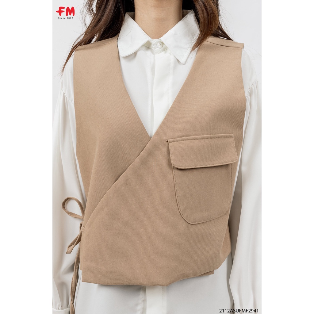 Áo ghile croptop cổ chéo thắt dây eo | Ghile công sở phong cách Hàn Quốc | Fmstyle Shop 211229425