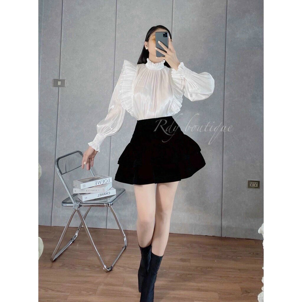 Áo sơ mi nữ cánh tiên cách điệu cổ tay bồng sang chảnh nữ tính | BigBuy360 - bigbuy360.vn