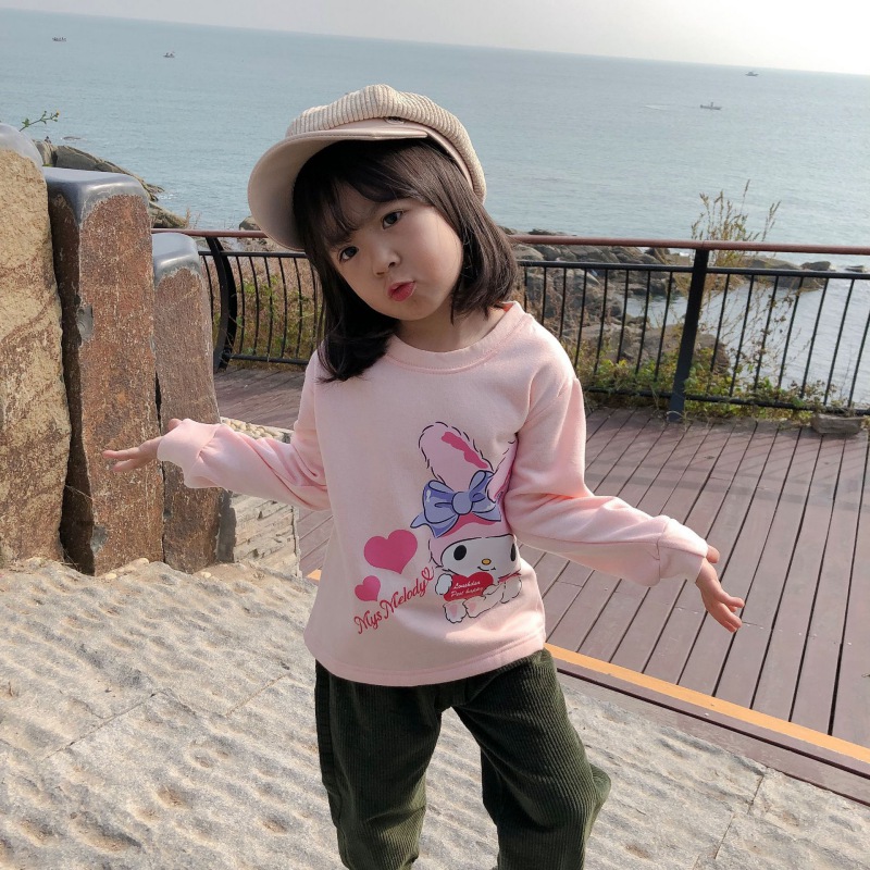 Áo sweater tròng đầu tay dài họa tiết hoạt hình thời trang Hàn Quốc dành cho bé trai và bé gái