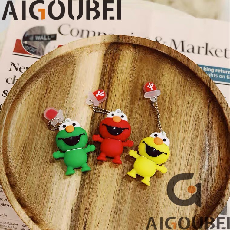 Phim hoạt hình silicon dễ thương Sesame Street 3 màu USB 2.0 cho máy tính xách tay Ổ đĩa flash USB di động 1GB 2GB 4GB 8GB 16GB 32GB 64GB 128GB