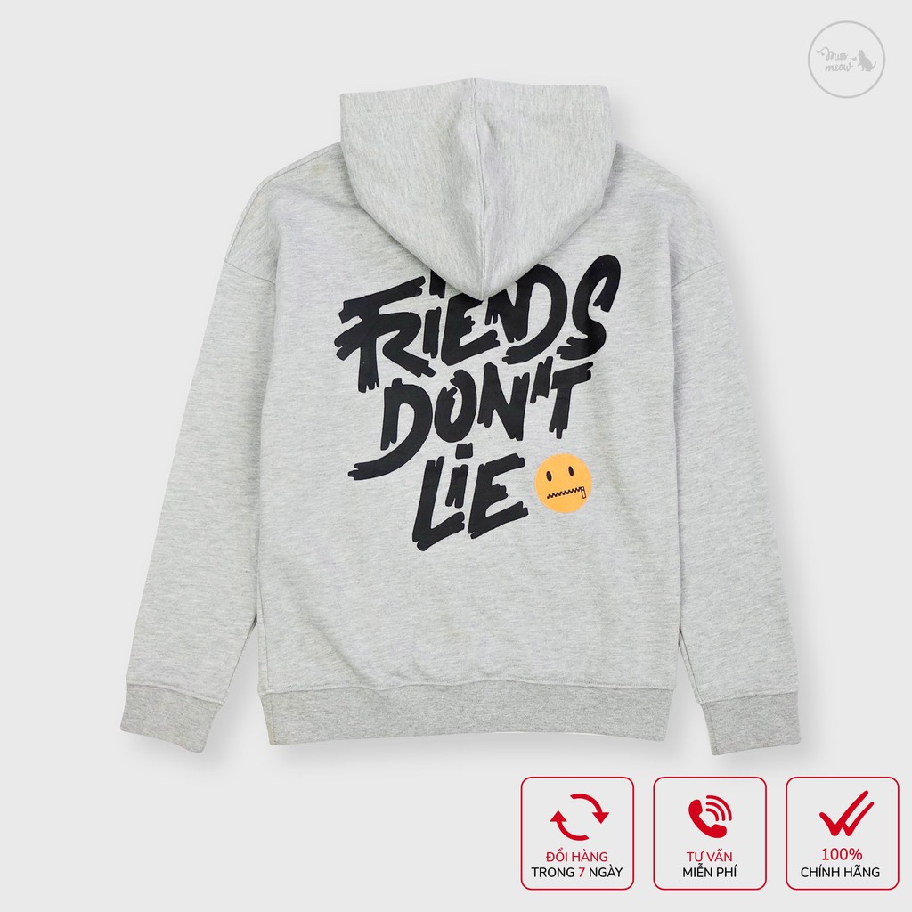 Áo Nỉ Bé Trai BigFox Áo Thu Đông Cho Bé Dài Tay Có Mũ Size Đại In Friend dont lie 12-15