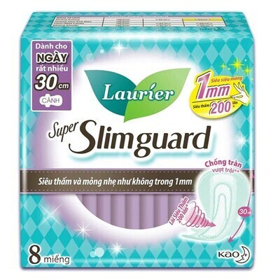 Băng vệ sinh Laurier Slimguard cánh 30cm 8 miếng