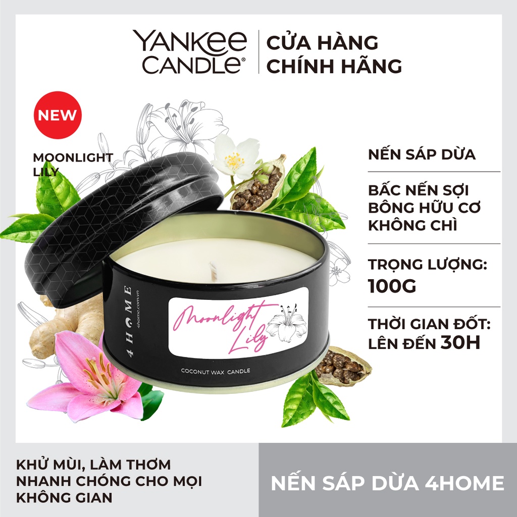 Nến Sáp Dừa 4HOME từ Yankee Candle - Moonlight Lily (100g)