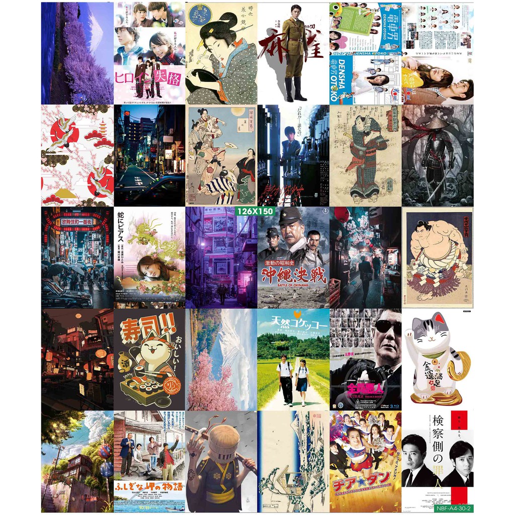 Combo Set 50 tờ Decal dán tường NhậT BẢN 1 Khổ A3,A4,A5