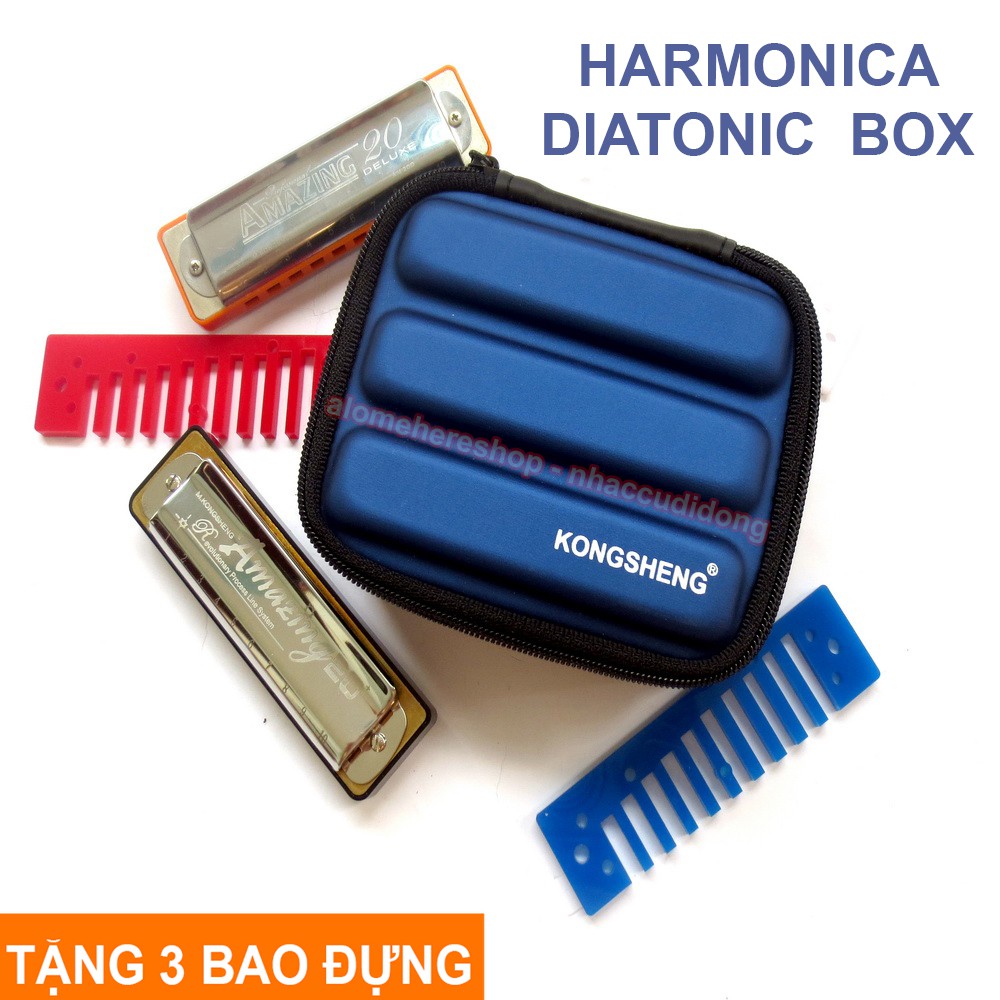 Hộp đựng 3 kèn harmonica 10 lỗ diatonic KongSheng