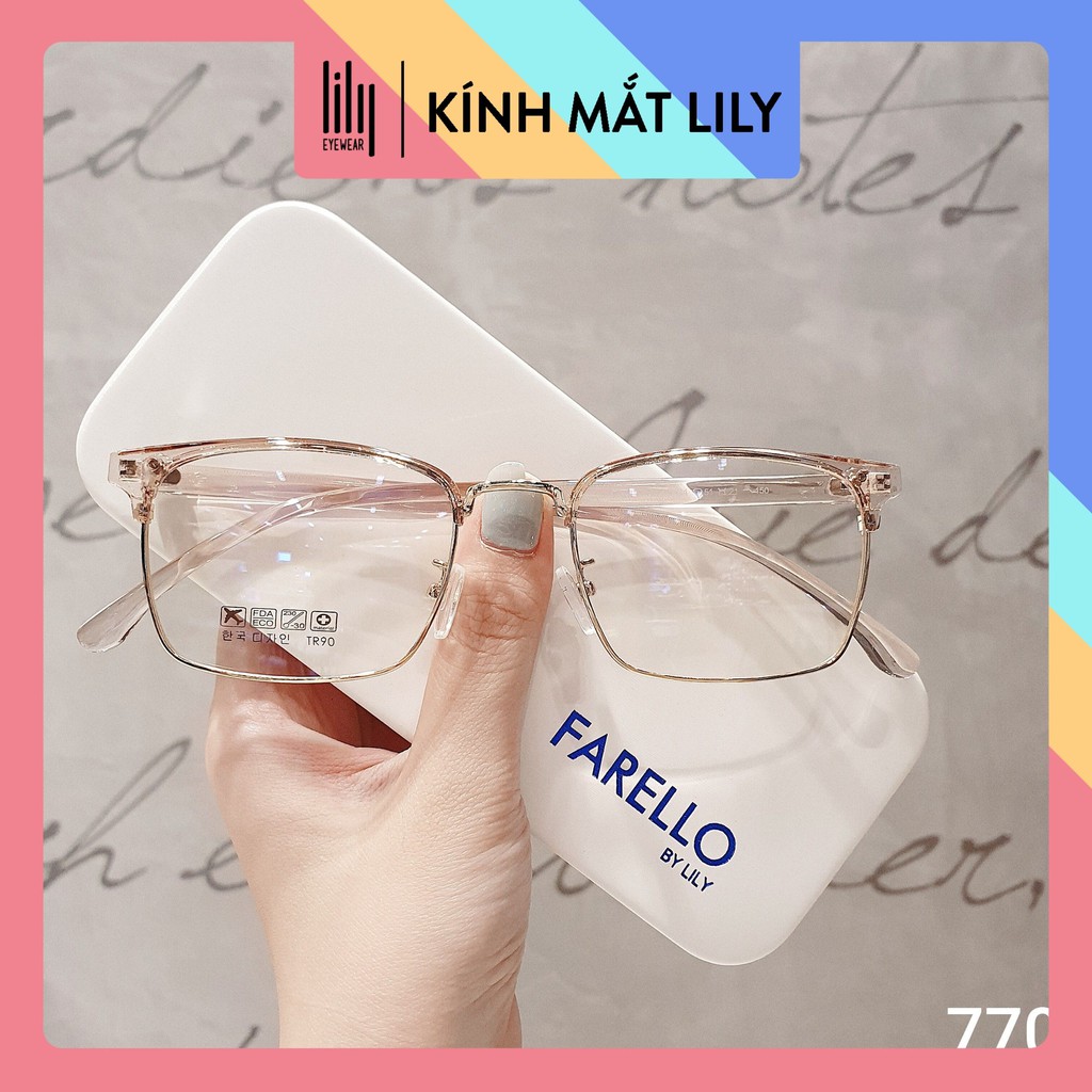 Gọng kính mắt vuông kim loại thời trang phù hợp nhiều khuôn mặt Lilyeyewearr 770