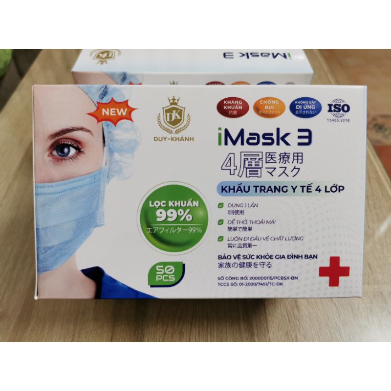 [Chính Hãng ] Khẩu trang y tế 4 lớp Giấy Kháng khuẩn 99% Hàng  Xuất Khẩu ( nguyên tem, mác niêm phong)