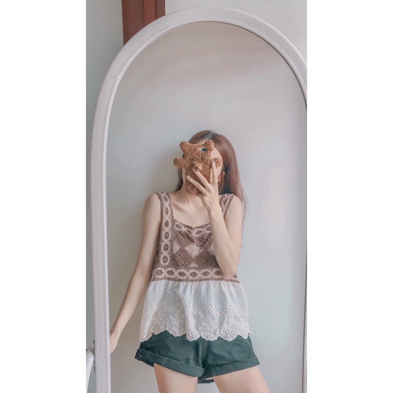 Áo 2 dây len đan thổ cẩm