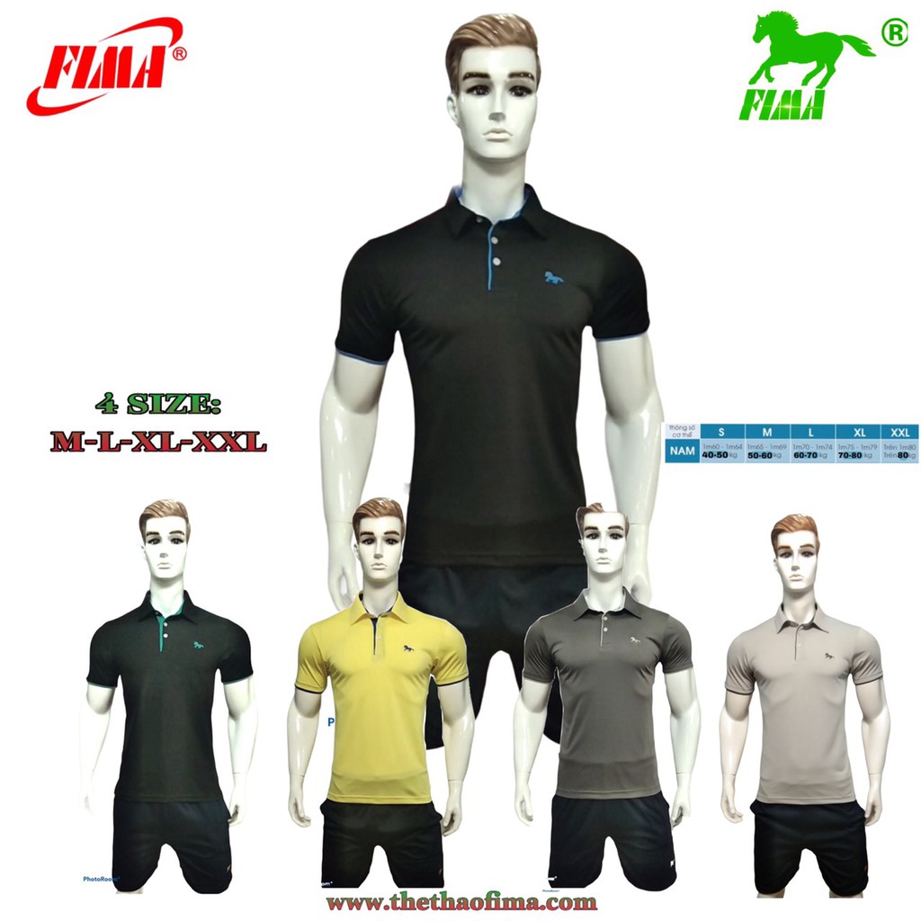 Áo Thun Nam Thể Thao FIMA FS005, Chất Thun Lạnh, Mát mịn, Co Giãn và thấm hút mùi hôi tốt, Logo CON NGỰA/FIMA