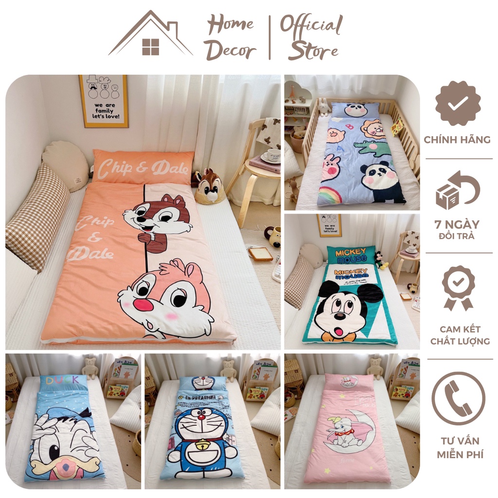 Túi ngủ mùa đông cho bé cao cấp, túi ngủ hàn quốc cho bé đi học, du lịch, kích thước 75x150 chất liệu nỉ nhung cao cấp