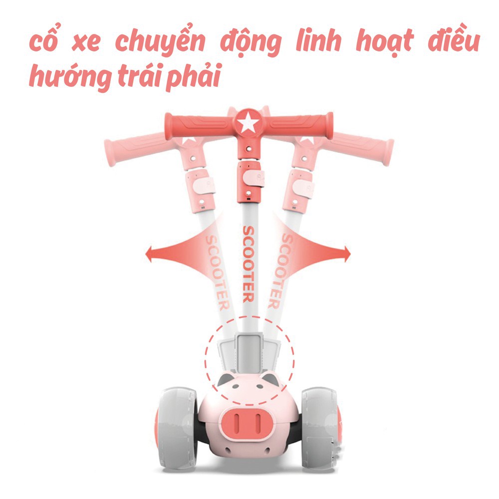 Scooter cho bé từ 1,5 tuổi, chịu lực 60Kg, 3 bánh to phát sáng vĩnh cửu, có ghế gấp gọn - Xe trượt scooter | BH 12 Tháng