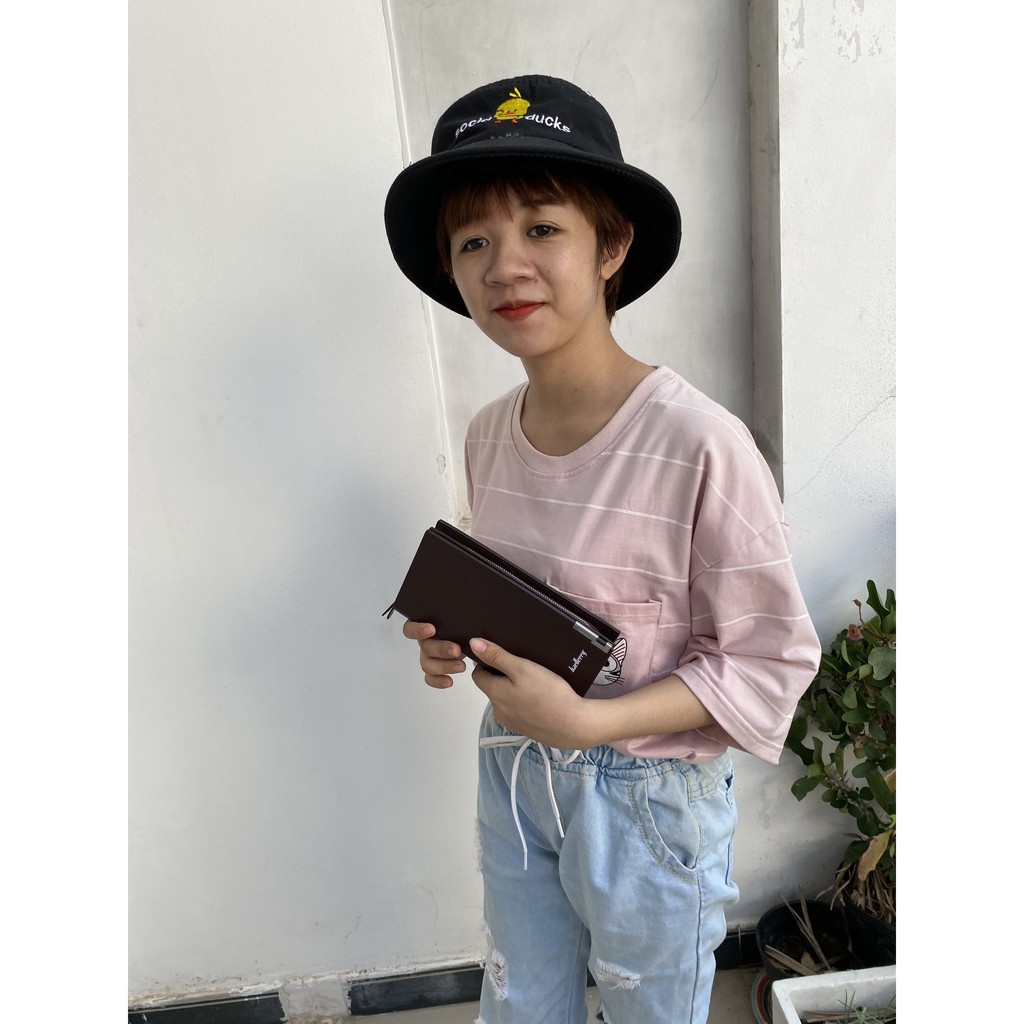 Ví cầm tay dài Baellerry nữ, nam da PU phối da bò hàng hiệu đen, nâu, nữ dự tiệc sang trọng vừa Iphone 11 12 V102 | BigBuy360 - bigbuy360.vn