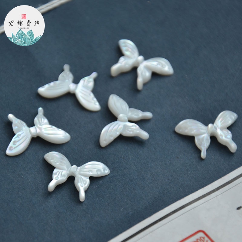Bingyingge Bông Tai Bướm Vỏ Sò Trắng Tự Nhiên diy Phụ Kiện Hán Phục