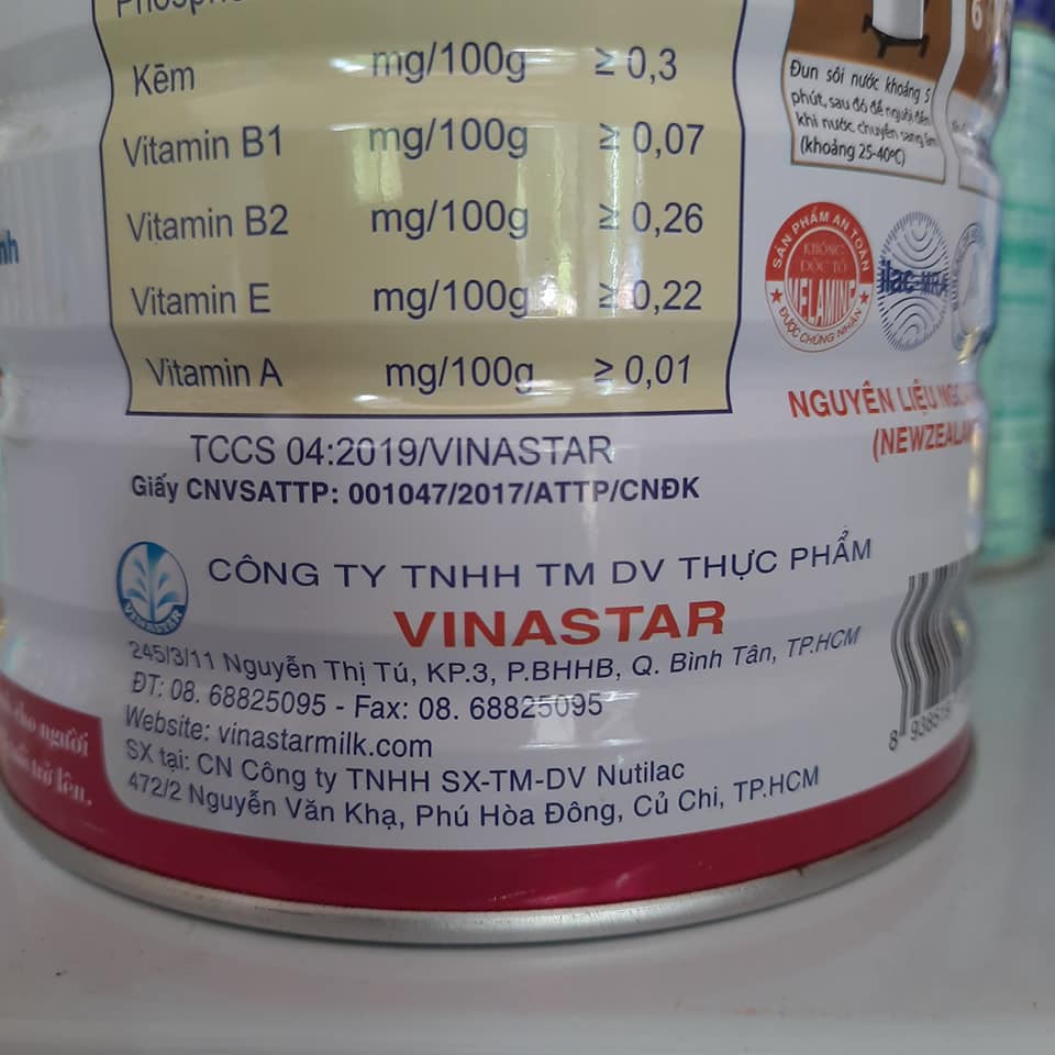 SỮA dành người gầy, người già yếu Vinastar Nutri Gold 900g cho người từ 3 tuổi trở lên