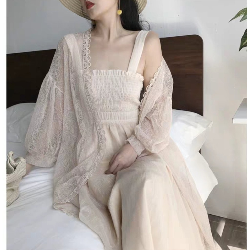 ÁO KHOÁC REN DÀI VIỀN REN ĐI BIỂN KHOÁC NHẸ KRD01