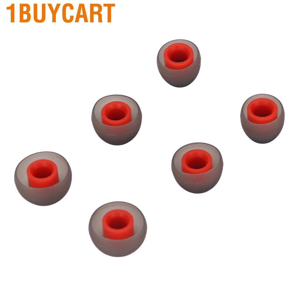 1buycart 6pcs Silicone Eartips Gray Red Noise Reduction Comfortable Replacement Earplugs for Philips Jaybird X4 X3 X2 X