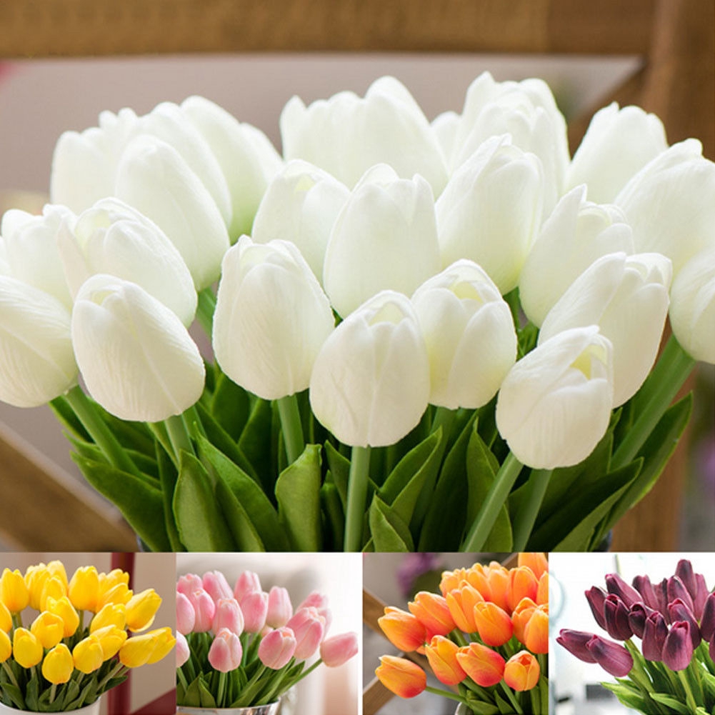 Bộ 10 bông hoa tulip nhân tạo dùng để trang trí nội thất