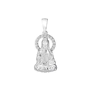 Mặt dây chuyền bạc Phật bà với vòng hào quang đá - PA000330