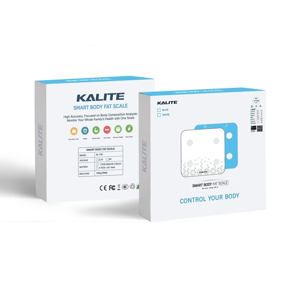 Cân điện tử thông minh Kalite KL 150, kết nối Bluetooth với điện thoại, đo các chỉ số của cơ thể