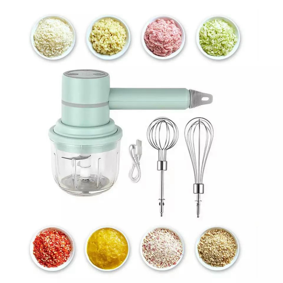 Máy đánh trứng đánh kem cầm tay Cino đa năng 3 in 1, máy đánh kem mini kèm máy xay tỏi ớt tiện dụng