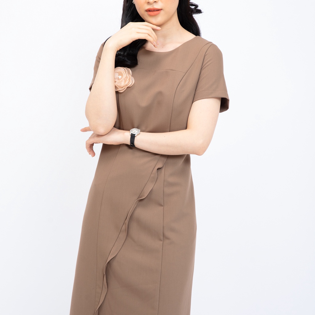 Đầm suông dài dự tiệc trung niên thiết kế công sở cao cấp phối bèo chèo AMYRA Da150 ( TẶNG HOA CÀI ) | BigBuy360 - bigbuy360.vn