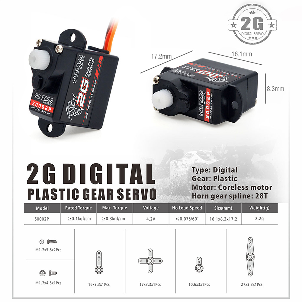 Động Cơ Servo 2g 3.7g 4.3g 6g 8g Micro Mini Cho Máy Bay Điều Khiển Từ Xa 1/24 RC